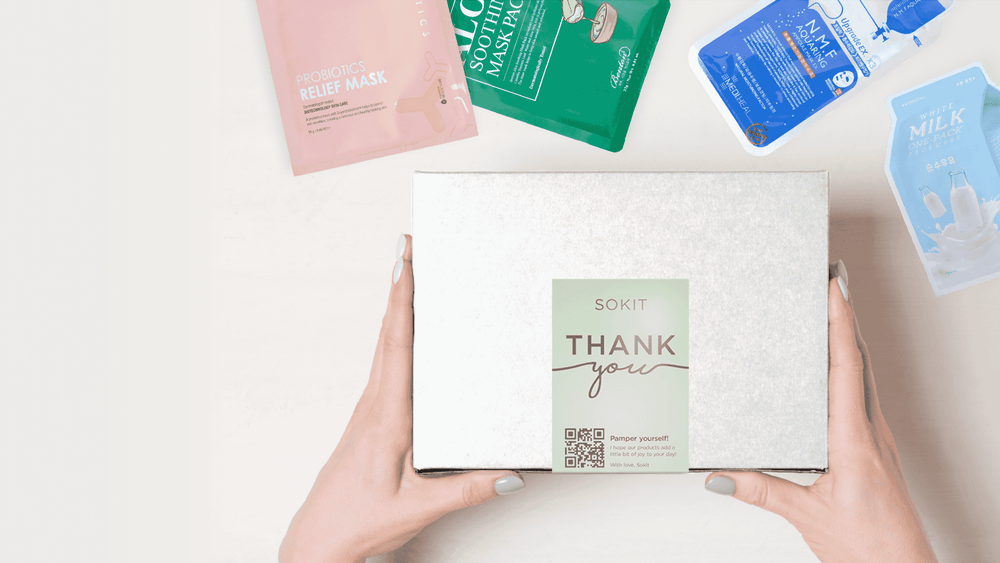 Sokit beauty authentic korean premium face sheet mask subscription box including some of the most reputable and effective brands such as neogen, cosrx, benton, Dr. Jart+, Mediheal, apieu, and many more