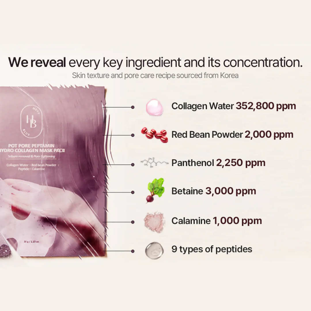 Sheet Mask - HeveBlue Pot Pore Peptamin Hydro Collagen Mask