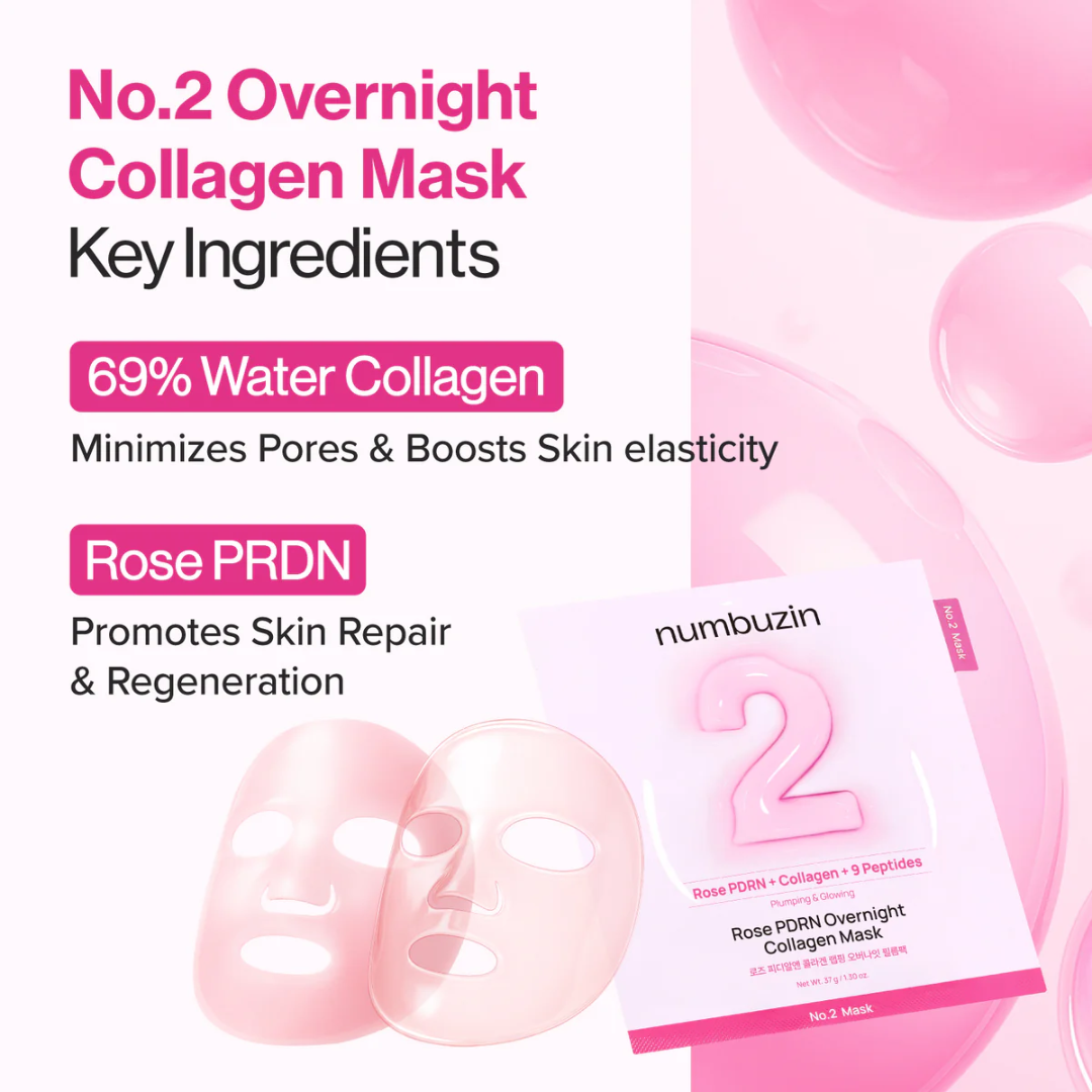 Sheet Mask - Numbuzin No.2 Rose PDRN Overnight Collagen Mask 1pc