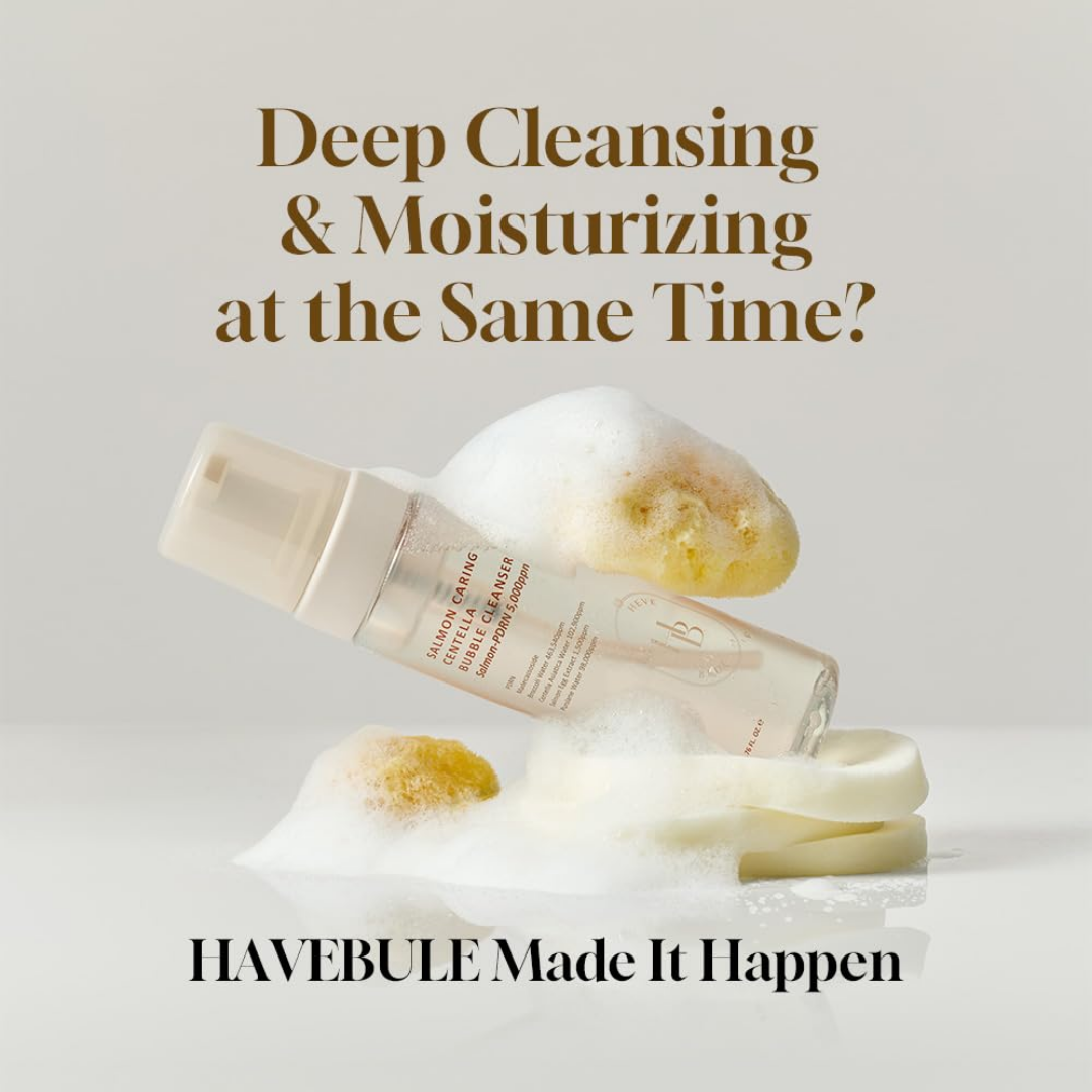 Cleansing Foam - Heveblue Salmon Caring Centella Bubble Cleanser